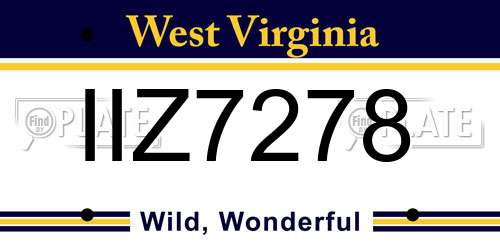 IIZ7278 West Virginia License Plate