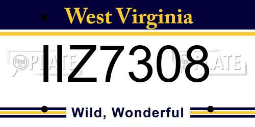 IIZ7308 West Virginia License Plate