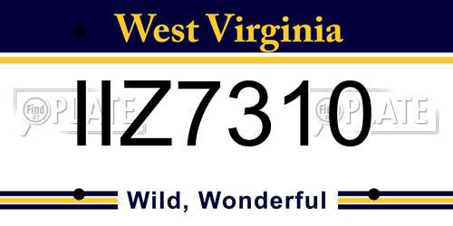 IIZ7310 West Virginia License Plate