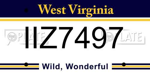 IIZ7497 West Virginia License Plate