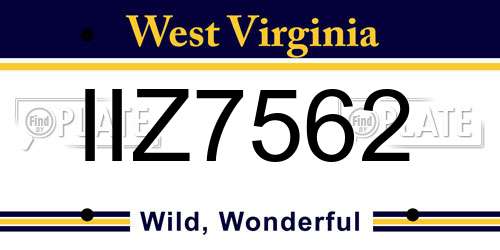 IIZ7562 West Virginia License Plate