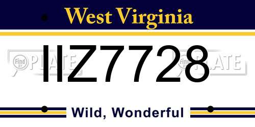 IIZ7728 West Virginia License Plate