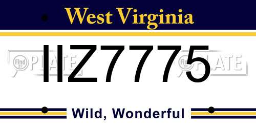IIZ7775 West Virginia License Plate