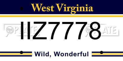 IIZ7778 West Virginia License Plate