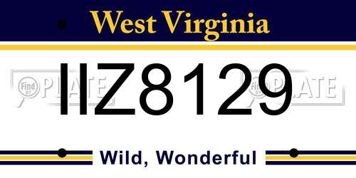 IIZ8129 West Virginia License Plate