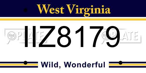 IIZ8179 West Virginia License Plate
