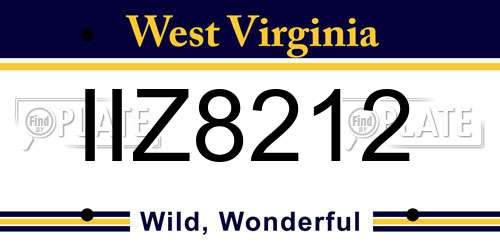 IIZ8212 West Virginia License Plate