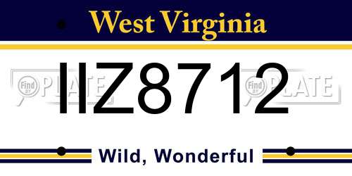IIZ8712 West Virginia License Plate