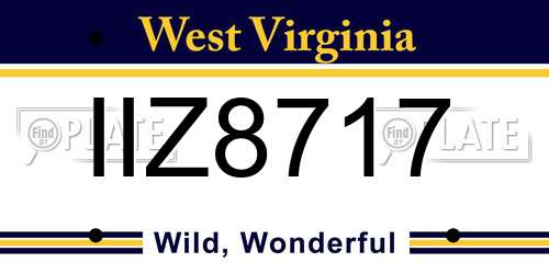 IIZ8717 West Virginia License Plate