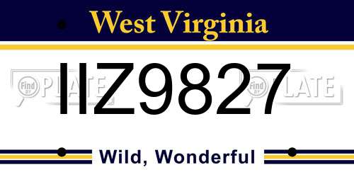 IIZ9827 West Virginia License Plate