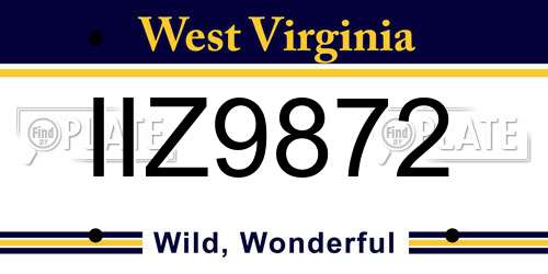 IIZ9872 West Virginia License Plate