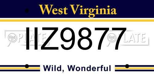 IIZ9877 West Virginia License Plate