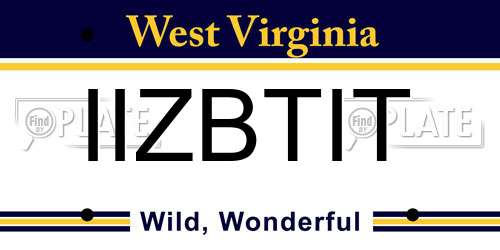 IIZBTIT West Virginia License Plate