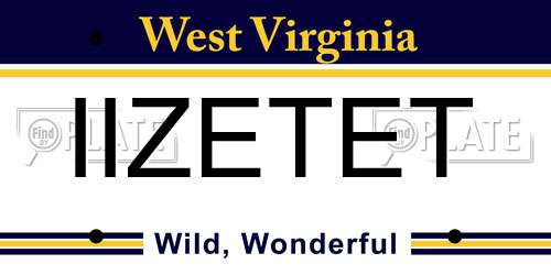IIZETET West Virginia License Plate
