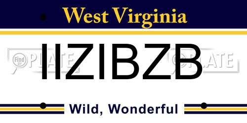 IIZIBZB West Virginia License Plate