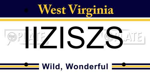 IIZISZS West Virginia License Plate