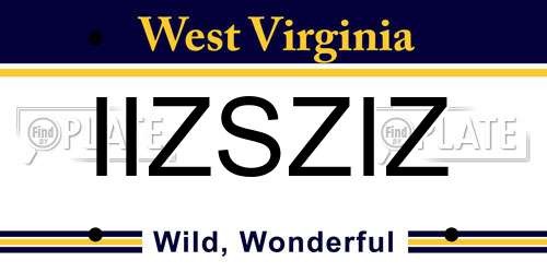 IIZSZIZ West Virginia License Plate