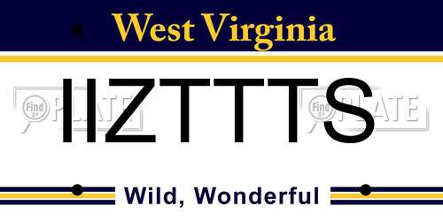 IIZTTTS West Virginia License Plate