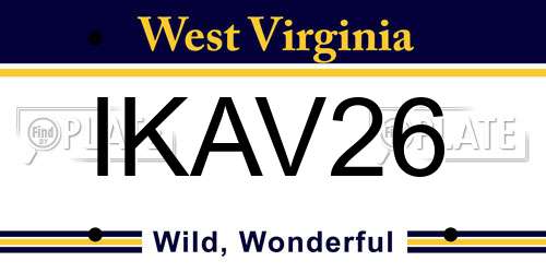 IKAV26 West Virginia License Plate