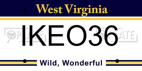 IKEO36 West Virginia License Plate