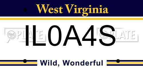IL0A4S West Virginia License Plate