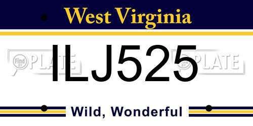 ILJ525 West Virginia License Plate