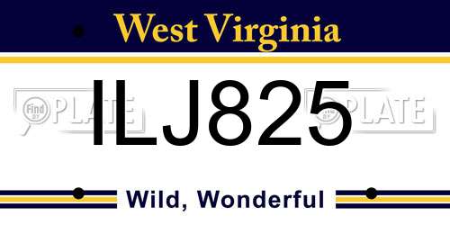 ILJ825 West Virginia License Plate