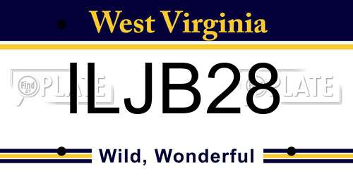 ILJB28 West Virginia License Plate