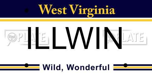 ILLWIN West Virginia License Plate