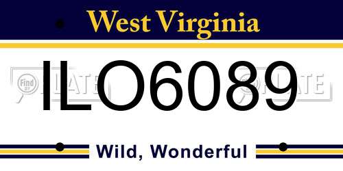 ILO6089 West Virginia License Plate
