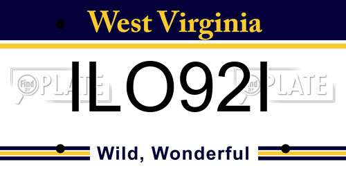 ILO92I West Virginia License Plate