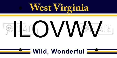 ILOVWV West Virginia License Plate