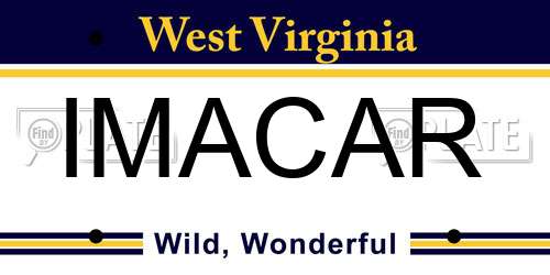 IMACAR West Virginia License Plate