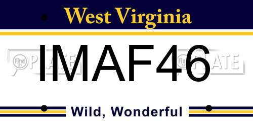 IMAF46 West Virginia License Plate