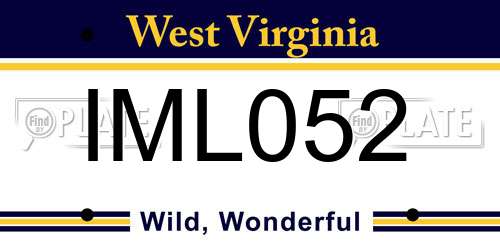IML052 West Virginia License Plate