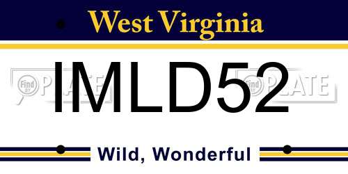 IMLD52 West Virginia License Plate