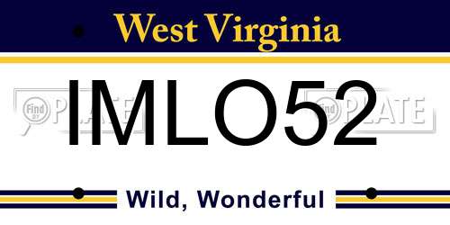 IMLO52 West Virginia License Plate