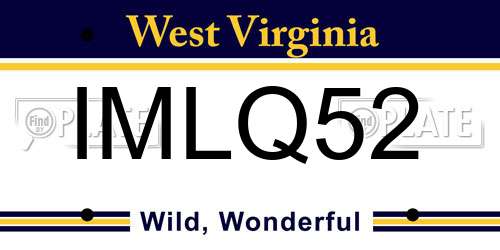 IMLQ52 West Virginia License Plate