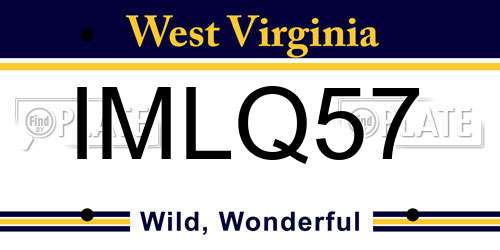 IMLQ57 West Virginia License Plate
