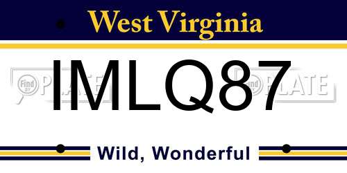 IMLQ87 West Virginia License Plate