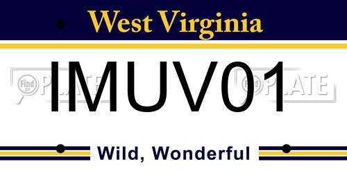 IMUV01 West Virginia License Plate
