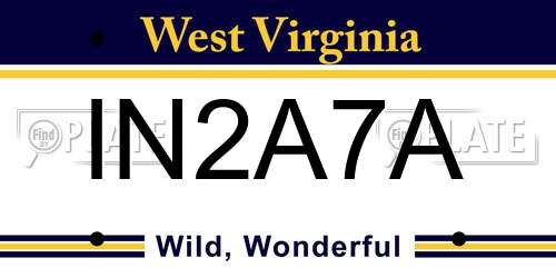 IN2A7A West Virginia License Plate
