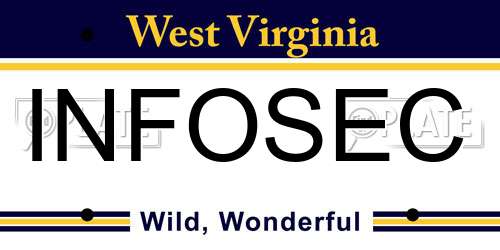 INFOSEC West Virginia License Plate