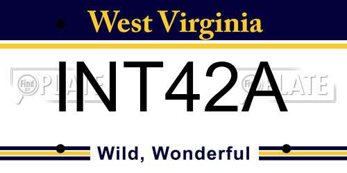 INT42A West Virginia License Plate