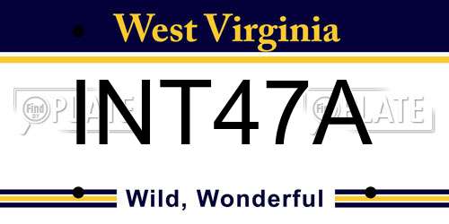 INT47A West Virginia License Plate