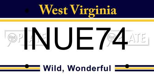 INUE74 West Virginia License Plate