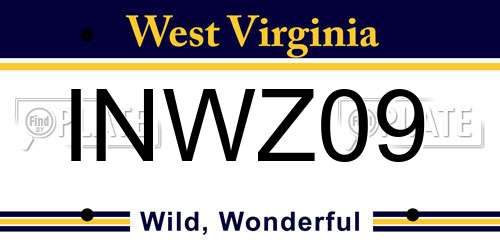 INWZ09 West Virginia License Plate