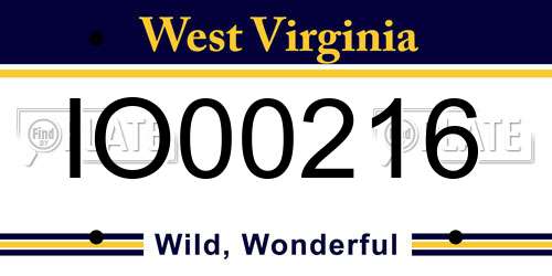 IO00216 West Virginia License Plate