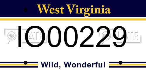 IO00229 West Virginia License Plate