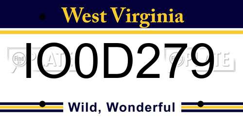 IO0D279 West Virginia License Plate